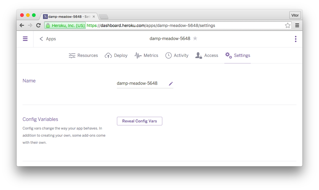 Heroku Settings