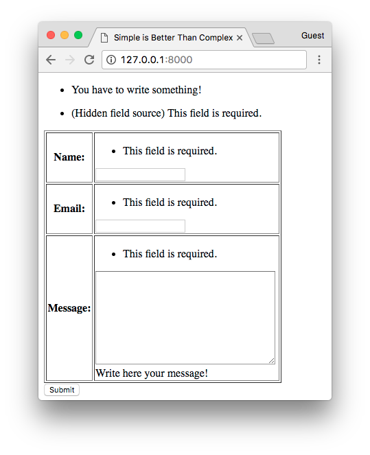 Contact Form With Errors