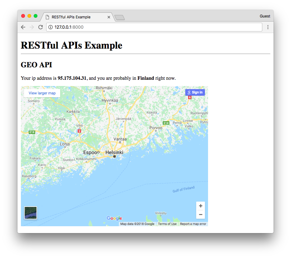 Google Maps API Finland