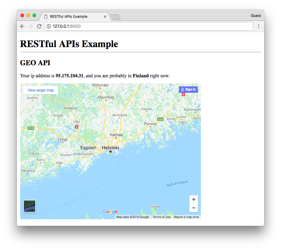 Google maps embed api location