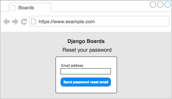 Wireframe password reset page